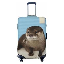 ASEELO Niedliche Otter Kofferabdeckung, Reisegepäckabdeckung, Kofferschutz, passend für 45,7 - 81,3 cm Gepäck, Schwarz, Medium von ASEELO