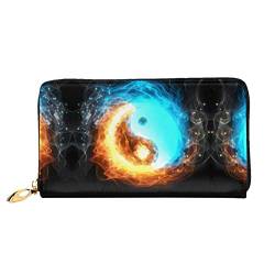 ASEELO Paris Eiffelturm bedruckte Herren und Damen Leder Handheld Geldbörse, geeignet für den Alltag, Yin Yang Fire and Ice, Einheitsgröße von ASEELO