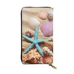 ASEELO Pink Tulips Damen Geldbörse Clutch Organizer Leder Reißverschluss Kartenetui Geldbörse Mehrfachfach Geldbörse, Muscheln am Strand, Einheitsgröße von ASEELO