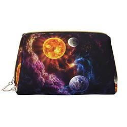 ASEELO Schöne Galaxy-Leder-Make-up-Tasche, Reise-Kosmetiktasche, Make-up-Tasche, Leder, tragbar, vielseitig einsetzbar, mit Reißverschluss für Damen, Wunderschönes Galaxy, Einheitsgröße von ASEELO