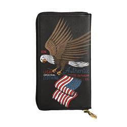 ASEELO Schwarz Weiß Schlangenhaut Damen Geldbörse Clutch Organizer Leder Reißverschluss Kartenetui Geldbörse Mehrfachfächer Geldbörse, Patriotischer Adler mit amerikanischer Flagge, Einheitsgröße von ASEELO