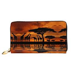 ASEELO Schwarze Musiknoten bedruckte Herren und Damen Leder Handheld Geldbörse, geeignet für den Alltag, Afrika Giraffe Majestic Tree, Einheitsgröße von ASEELO