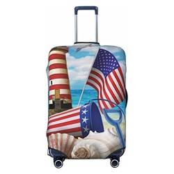 ASEELO Sea To Shining Sea Patriotische Kofferabdeckung, Reisegepäckabdeckung, Kofferschutz, passend für 45,7 - 81,3 cm Gepäck, Schwarz, Medium von ASEELO