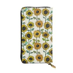 ASEELO Sunflower Bees Damen-Geldbörse, Clutch-Organizer, Leder, Reißverschluss, Kartenetui, Geldbörse mit mehreren Fächern, Romantische Sonnenblumen, Einheitsgröße von ASEELO