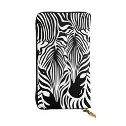 Abstraktes Tier Zebra Damen Reisebrieftasche Lange Münzbörse Clutch Handy Leder Reißverschluss Kartenbörse, Schwarz, Einheitsgröße von ASEELO