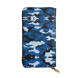 Blaue Camouflage-Geldbörsen für Herren, lange Clutch-Geldbörse, Vintage-Geldbörse, Business-Geldbörsen, die Gentlemanly Manners zeigen., Schwarz, Einheitsgröße von ASEELO