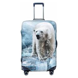 Cool Animal White Polar Bear Kofferabdeckung, Reisegepäckabdeckung, Kofferschutz, passend für 45,7 - 81,3 cm Gepäck, Schwarz, Large von ASEELO