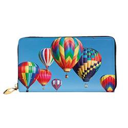 Flamingo Leder Geldbörse, Damen Geldbörse, große Leder Reißverschluss um Kartenhalter Organizer Damen Reise Clutch, Heißluftballons, Einheitsgröße von ASEELO