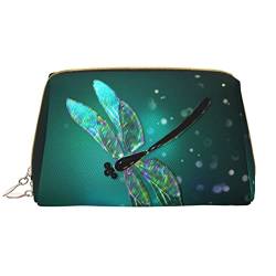 Galaxy Animal Libelle Leder Make-up-Tasche, Reise-Kosmetiktasche, Make-up-Tasche, Leder, tragbar, vielseitige Reißverschlusstasche für Damen, Galaxy Tier Libelle, Einheitsgröße von ASEELO