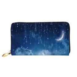 Leder Geldbörse Weihnachten Schneemänner Münze Geldbörse Geldbörse Münzbeutel Aufbewahrungstasche Reißverschluss Geld Geldbörsen Tasche für Frauen Männer, Falling Star Moon, Leather wallet, Münzbeutel von ASEELO