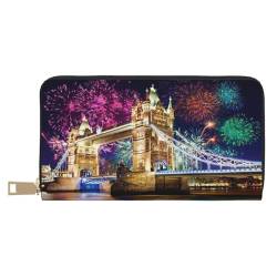 Ledergeldbörse, Münztasche, Münzbeutel, Strand, Palme, Stühle, Boote, Leder-Aufbewahrungstasche, Reißverschluss, Geldbeutel, Tasche für Damen, Herren, Kinder, Night London Tower Bridge, Leather von ASEELO