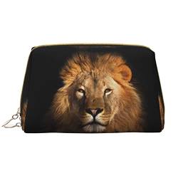 Make-up-Tasche, afrikanischer Tier-Löwe, Leder, tragbar, vielseitig einsetzbar, mit Reißverschluss für Damen, Afrikanischer Löwe, Einheitsgröße von ASEELO