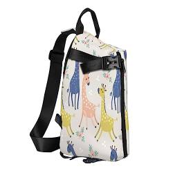 Sling Backpack Chest Bag Colorful Tie Dye Anti Theft Crossbody Shoulder Pack Daypack Outdoor Sport Travel Hiking for Men Women, Niedliche Giraffe, Crossbody Backpack von ASEELO