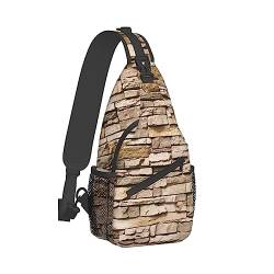 Sling Backpack Chest Bag Rustic Rocks Brick Wall Anti Theft Crossbody Shoulder Pack Daypack Outdoor Sport Travel Hiking for Men Women, Rustikale Steinmauer, Cross chest bag diagonally von ASEELO