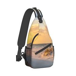 Sling Rucksack Brusttasche Frohe Weihnachten Kerze Anti Diebstahl Crossbody Schulter Pack Daypack Outdoor Sport Reisen Wandern für Männer Frauen, Sanddünen, Cross chest bag diagonally von ASEELO