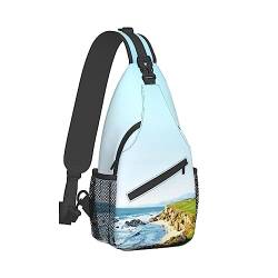 Sling Rucksack Brusttasche Kolibri Sonnenblume Anti Diebstahl Crossbody Schulter Pack Tagesrucksack Outdoor Sport Reisen Wandern für Männer Frauen, Seaside Golfplatz, Cross chest bag diagonally von ASEELO