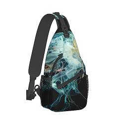 Sling Rucksack Brusttasche Sea Pearl Anti Diebstahl Crossbody Schulter Pack Daypack Outdoor Sport Reisen Wandern für Männer Frauen, quallendesign, Cross chest bag diagonally von ASEELO