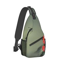 Sling Rucksack Brusttasche Wolf und Mond Anti Diebstahl Crossbody Schulter Pack Daypack Outdoor Sport Reisen Wandern für Männer Frauen, Lotusblume und Libelle, Cross chest bag diagonally von ASEELO