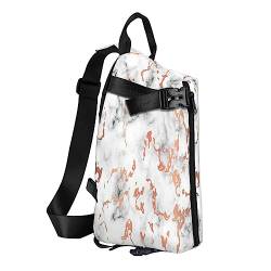 Sling Rucksack Brusttasche Wolf und Mond Anti Diebstahl Crossbody Schulter Pack Daypack Outdoor Sport Reisen Wandern für Männer Frauen, Marmor-Textur Kupferspritzer., Crossbody Backpack von ASEELO