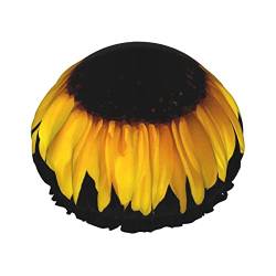 Sonnenblume Blumen Schmetterlinge Kunst Duschhaube Duschhauben für Frauen Doppellagige wasserdichte Duschhauben Wiederverwendbar von ASEELO