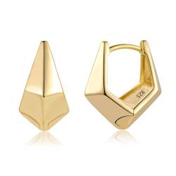 ASH'S CHOICE Creolen Gold Ohrringe Kleine Damen, Silber 925 Ohrringe Dreieck Eckig 14K Gold Creolen Klobig Knorpel Kreolen Huggie Creolen Kleine Leicht Breit Gold Ohrringe Geometrie Damen Mädchen von ASH'S CHOICE