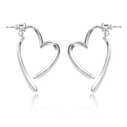 ASH'S CHOICE Silber 925 Creolen Herz Damen, Sterling Silber 925 Ohrringe Creolen mit Herz Anhänger Silber Ohrringe Hängende Ohrstecker Herz Baumelnd Leicht Open Hoop für Damen Mädchen von ASH'S CHOICE