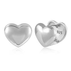 ASH'S CHOICE Silber 925 Creolen Kleine Ohrringe Herz Damen, Silber 925 Ohrringe Herz Liebe Süße Creolen Klobig Knorpel Kreolen Huggie Creolen Kleine Leicht Breit Silber Ohrringe Herzform Damen Mädchen von ASH'S CHOICE