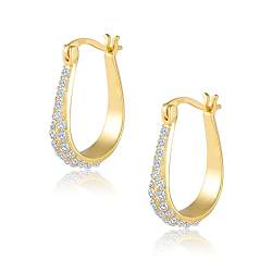 Creolen Ohrringe Sterling Silber 925, Ohrringe Creolen Ovale Gold für Damen, 14K Vergoldete Creolen Kleine Groß mit Zirkonia, Hypoallergen Creolen Ohrring für Damen Frauen Mädchen Schmuck Geschenke von ASH'S CHOICE