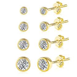 Ohrstecker Gold Damen, 4 Paar Ohrstecker Klein Ohrringe Gold Set mit Zirkonia, Hypoallergene Sterling Silber 925 14k Vergoldete Mini Ohrstecker Kleine Damen Herren Schmuck Oktoberfest Geschenke von ASH'S CHOICE