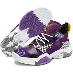 ASHION Basketball Schuhe Herren Sneakers Anti-Skid Atmungsaktiv Outdoor Sportschuhe(B Lila,42EU) von ASHION
