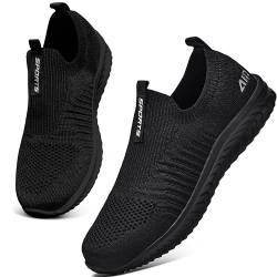 ASHION Damen Slip On Sneaker Mesh Leichte Atmungsaktiv Freizeitschuhe Fitness Turnschuhe Laufschuhe Walking Schuhe,Schwarz,37 EU von ASHION