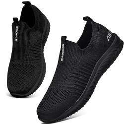 ASHION Damen Slip On Sneaker Mesh Leichte Atmungsaktiv Freizeitschuhe Fitness Turnschuhe Laufschuhe Walking Schuhe,Schwarz,41 EU von ASHION