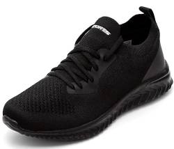 ASHION Damen Sneaker Turnschuhe Leicht Bequeme Laufschuhe Sportschuhe Freizeitschuhe StraßenlaufschuheTennis Schuhe,A Schwarz,38 EU von ASHION