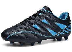 ASHION Fußballschuh Kinder Fussballschuhe Footballschuhe Outdoor Athletic Soccer Schuhe Z01,C Schwarz Blau,38 EU von ASHION