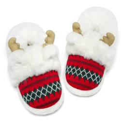 ASHION Hausschuhe Damen Outdoor Christmas Slippers Winter Warm Plüsch Memory Foam Pantoffeln Antirutsch Leichte Hauspantoffeln,Rot gestreift,37 von ASHION