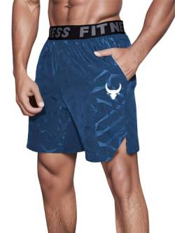 ASHION Herren Leichte Laufhose Muster Gymshorts Trainingsshorts und Laufshorts Sommer Workout Breathable Fitness Kurze C - Blau, XX-Large von ASHION