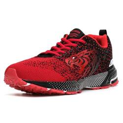 ASHION Sneaker Herren Laufschuhe Sportschuhe Atmungsaktiv Turnschuhe Leichte Straßenlaufschuhe Outdoor Joggingschuhe Walkingschuhe,A Rot,39 EU von ASHION