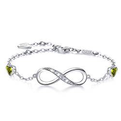 ASHLI JENA 925er Sterling Silber Unendlichkeit Frauen Armband Weiß vergoldet Liebessymbol Charme Verstellbares Armband Frauen Mädchen Schmuck Geschenk zum Geburtstag Muttertag (A08-Aug-Silver) von ASHLI JENA