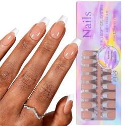 Elegante Französisch Maniküre Französisch Falsche Nägel Verschiedene Größen Natürliche Nail Art Tipps Und Zubehör Kurze Und Natürliche Falsche Nägel von ASHLUYAK