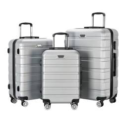 ASHSDI Koffer Reisekoffer Trolley 3-teiliges Gepäckset, 20/24/28 Zoll Hartschalen-Kofferset, Koffer Für Damen, Herren, Familie Boardcase Handgepäck (Color : B, Size : 3-Piece Set) von ASHSDI