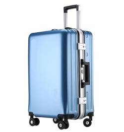 ASHSDI Koffer Reisekoffer Trolley Koffer, Aluminiumrahmen, USB-wiederaufladbares Gepäck, Hartschalenkoffer Mit Rollen Boardcase Handgepäck (Color : Blue, Size : 20inch) von ASHSDI