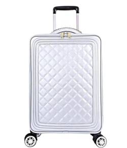 ASHSDI Koffer Reisekoffer Trolley Reisegepäck, Weiches, Aufrechtes, Robustes Gepäck Mit 4 Spinnerrädern Für Damen Boardcase Handgepäck (Color : White, Size : 16in) von ASHSDI