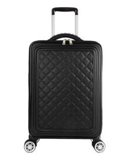 ASHSDI Koffer Reisekoffer Trolley Tragbares Reisegepäck, Weiches, Aufrechtes, Robustes Handgepäck Mit 4 Spinnerrädern Für Damen Boardcase Handgepäck (Color : Black, Size : 16inch) von ASHSDI