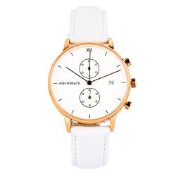 Ashton & Co. Avalon Damen-Armbanduhr, Roségold, 38 mm, luxuriöses weißes Lederband von ASHTON & Co.