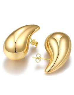 ASHYLE Handmade Ohrringe Gold Hängend, Goldene Ohrringe Damen, Tropfen Vergoldete Earrings for Women, Modeschmuck Chunky Hoop Earring Dupes für mädchen, Hypoallergen Geschenke für Frauen, 40mm von ASHYLE