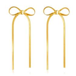 ASHYLE Schleifen Ohrringe Gold, Long Bow Earrings Vergoldete for Women, Hypoallergen Geschenke für Damen von ASHYLE