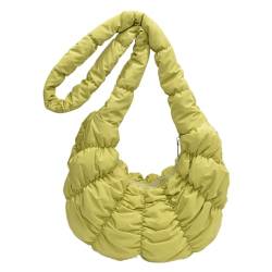 ASIEIT Geraffte Wolke, trendige Umhängetasche, Nylon-Knödeltasche, großes Fassungsvermögen, modische Hobo-Tasche, einfarbig, halbmondförmige Tasche für Damen (grün) von ASIEIT