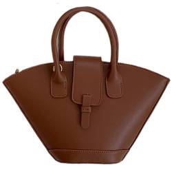ASIEIT Luxus-Designer-Mode-Handtasche, PU-Leder, trendige Umhängetasche, Trapez-Tasche mit Griff oben, fächerförmige Beuteltasche für Damen (Kaffee) von ASIEIT