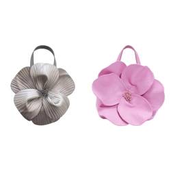 ASIEIT Mini-Blumen-Clutch-Geldbörse, PU-Leder, Blumen-Abendhandtasche for Damen (Silber) von ASIEIT