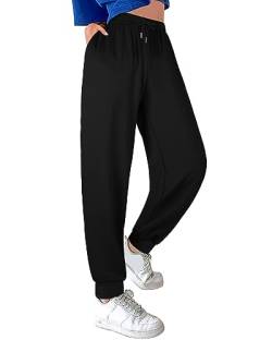 ASIMOON Jogginghose für Damen mit Taschen, locker, leicht, Stretch, Yoga, Lounge-Hose, bequemer Kordelzug, Workout, Jogginghose, Schwarz, X-Groß von ASIMOON